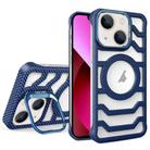 For iPhone 13 Borderless Carbon Fiber Lens Protection Bracket MagSafe Phone Case(Blue) - 1