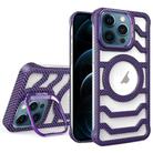 For iPhone 12 Pro Max Borderless Carbon Fiber Lens Protection Bracket MagSafe Phone Case(Purple) - 1