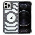 For iPhone 12 Pro Borderless Carbon Fiber Lens Protection Bracket MagSafe Phone Case(Grey) - 1