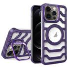 For iPhone 12 Pro Borderless Carbon Fiber Lens Protection Bracket MagSafe Phone Case(Purple) - 1