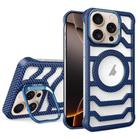 For iPhone 16 Pro Max Borderless Carbon Fiber Lens Protection Bracket MagSafe Phone Case(Blue) - 1