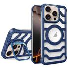 For iPhone 16 Pro Borderless Carbon Fiber Lens Protection Bracket MagSafe Phone Case(Blue) - 1