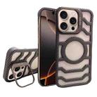 For iPhone 16 Pro Borderless Carbon Fiber Lens Protection Bracket MagSafe Phone Case(Gold) - 1