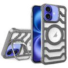 For iPhone 16 Plus Borderless Carbon Fiber Lens Protection Bracket MagSafe Phone Case(Grey) - 1