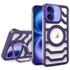 For iPhone 16 Plus Borderless Carbon Fiber Lens Protection Bracket MagSafe Phone Case(Purple) - 1