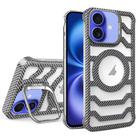 For iPhone 16 Borderless Carbon Fiber Lens Protection Bracket MagSafe Phone Case(Grey) - 1