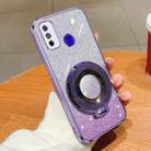 For Tecno Spark Go 2020 Plated Gradient Glitter Round Holder TPU Phone Case(Purple) - 1