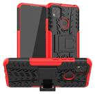 For Xiaomi Redmi 9C Tire Texture Shockproof TPU + PC Protective Case with Holder(Red) - 1