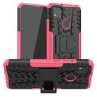 For Xiaomi Redmi 9C Tire Texture Shockproof TPU + PC Protective Case with Holder(Rose Red) - 1