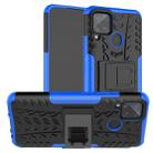 For OPPO Realme C15 Tire Texture Shockproof TPU + PC Protective Case with Holder(Blue) - 1