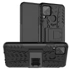 For OPPO Realme C15 Tire Texture Shockproof TPU + PC Protective Case with Holder(Black) - 1