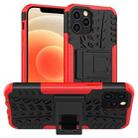 For iPhone 12 mini Tire Texture Shockproof TPU + PC Protective Case with Holder(Red) - 1