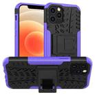 For iPhone 12 mini Tire Texture Shockproof TPU + PC Protective Case with Holder(Purple) - 1