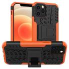 For iPhone 12 mini Tire Texture Shockproof TPU + PC Protective Case with Holder(Orange) - 1