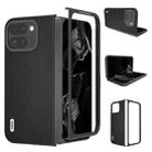 For Google Pixel 9 Pro Fold ABEEL Genuine Leather Elegant Black Edge Phone Case(Black) - 1