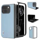 For Google Pixel 9 Pro Fold ABEEL Genuine Leather Elegant Black Edge Phone Case(Sky Blue) - 1