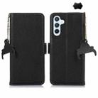 For Samsung Galaxy M35 Genuine Leather Mino Magnetic RFID Leather Phone Case(Black) - 1