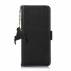 For Samsung Galaxy M35 Genuine Leather Mino Magnetic RFID Leather Phone Case(Black) - 3