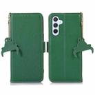 For Samsung Galaxy M35 Genuine Leather Mino Magnetic RFID Leather Phone Case(Green) - 1