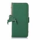 For Samsung Galaxy M35 Genuine Leather Mino Magnetic RFID Leather Phone Case(Green) - 3