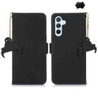 For Samsung Galaxy M35 Genuine Leather Magnetic RFID Leather Phone Case(Black) - 1