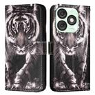 For itel A50   Colored Drawing Pattern Plain Weave Leather Phone Case(Black And White Tiger) - 2