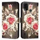 For itel A48 Colored Drawing Pattern Plain Weave Leather Phone Case(Roses On Black) - 2