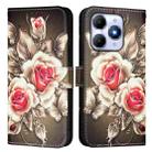 For itel A90 4G Colored Drawing Pattern Plain Weave Leather Phone Case(Roses On Black) - 2