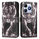 For itel A90 4G Colored Drawing Pattern Plain Weave Leather Phone Case(Black And White Tiger) - 2
