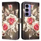 For itel City 100 Colored Drawing Pattern Plain Weave Leather Phone Case(Roses On Black) - 2