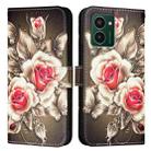 For HMD Pulse Pro   Colored Drawing Pattern Plain Weave Leather Phone Case(Roses On Black) - 2