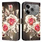 For Tecno Pova 6 Neo   Colored Drawing Pattern Plain Weave Leather Phone Case(Roses On Black) - 2