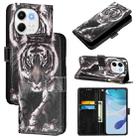 For Tecno Spark 30 5G / Pova 6 Neo 5G Colored Drawing Pattern Plain Weave Leather Phone Case(Black And White Tiger) - 1