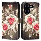 For Tecno Pova 5 4G Colored Drawing Pattern Plain Weave Leather Phone Case(Roses On Black) - 2