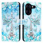 For Tecno Pova 5 4G Colored Drawing Pattern Plain Weave Leather Phone Case(Tower Butterfly) - 2