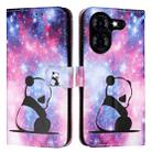 For Tecno Pova 5 4G Colored Drawing Pattern Plain Weave Leather Phone Case(Baby Panda) - 2