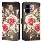 For Tecno Pop 10 Colored Drawing Pattern Plain Weave Leather Phone Case(Roses On Black) - 2