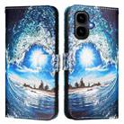 For Tecno Pop 10 Colored Drawing Pattern Plain Weave Leather Phone Case(Waves And Sun) - 2