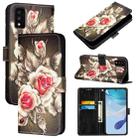 For TCL 30T T603DL Colored Drawing Pattern Plain Weave Leather Phone Case(Roses On Black) - 1