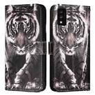 For TCL 30T T603DL Colored Drawing Pattern Plain Weave Leather Phone Case(Black And White Tiger) - 2