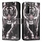 For TCL 30Z T602DL Colored Drawing Pattern Plain Weave Leather Phone Case(Black And White Tiger) - 2