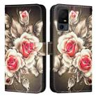 For TCL 40 XL / 40T T608DL Colored Drawing Pattern Plain Weave Leather Phone Case(Roses On Black) - 2