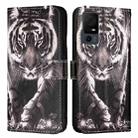 For TCL 40 XL / 40T T608DL Colored Drawing Pattern Plain Weave Leather Phone Case(Black And White Tiger) - 2