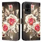 For TCL 50 LE 5G Colored Drawing Pattern Plain Weave Leather Phone Case(Roses On Black) - 2