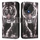 For TCL 605 / 60 SE Colored Drawing Pattern Plain Weave Leather Phone Case(Black And White Tiger) - 2