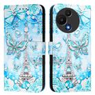 For TCL 605 / 60 SE Colored Drawing Pattern Plain Weave Leather Phone Case(Tower Butterfly) - 2