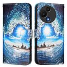 For TCL 605 / 60 SE Colored Drawing Pattern Plain Weave Leather Phone Case(Waves And Sun) - 2