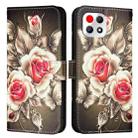 For T-Mobile REVVL 7 5G Colored Drawing Pattern Plain Weave Leather Phone Case(Roses On Black) - 2