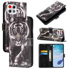 For T-Mobile REVVL 7 5G Colored Drawing Pattern Plain Weave Leather Phone Case(Black And White Tiger) - 1