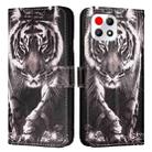 For T-Mobile REVVL 7 5G Colored Drawing Pattern Plain Weave Leather Phone Case(Black And White Tiger) - 2